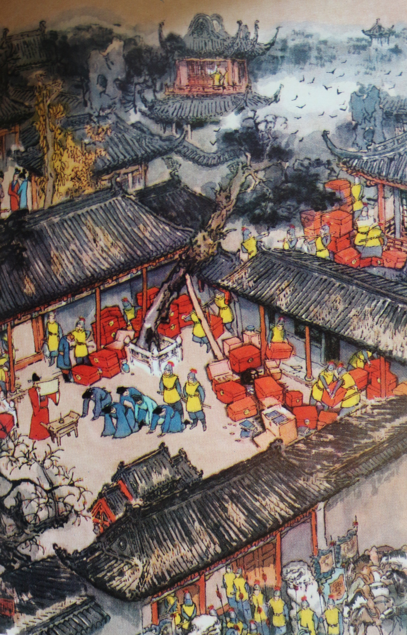 Illustration of the burning of the estate during its ransacking